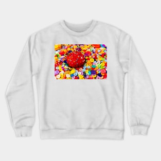 Pile Of Buttons And Red Pincushion Crewneck Sweatshirt